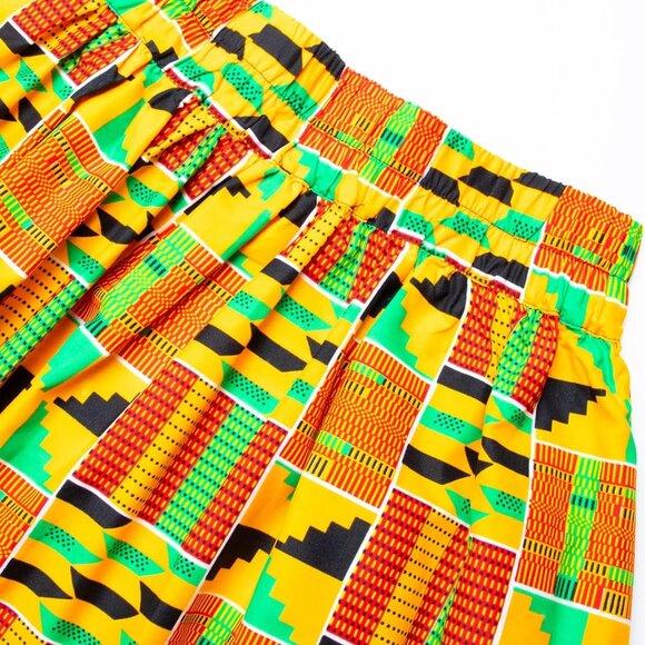 Women's African High Waist Pleated Midi Skirt with Pockets Floral Print - Picture 5 of 7